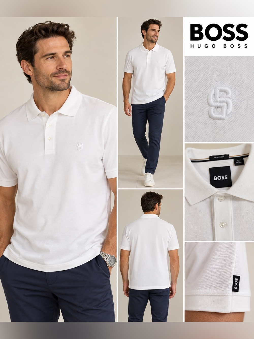 BOSS Hugo Boss Parlay 210 Mercerized Polo Men’s 3XL White Embroidered Logo